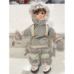 Alaskan Friends Genuine Porcelain Doll Eskimo Parka Native Style Hand Crafted